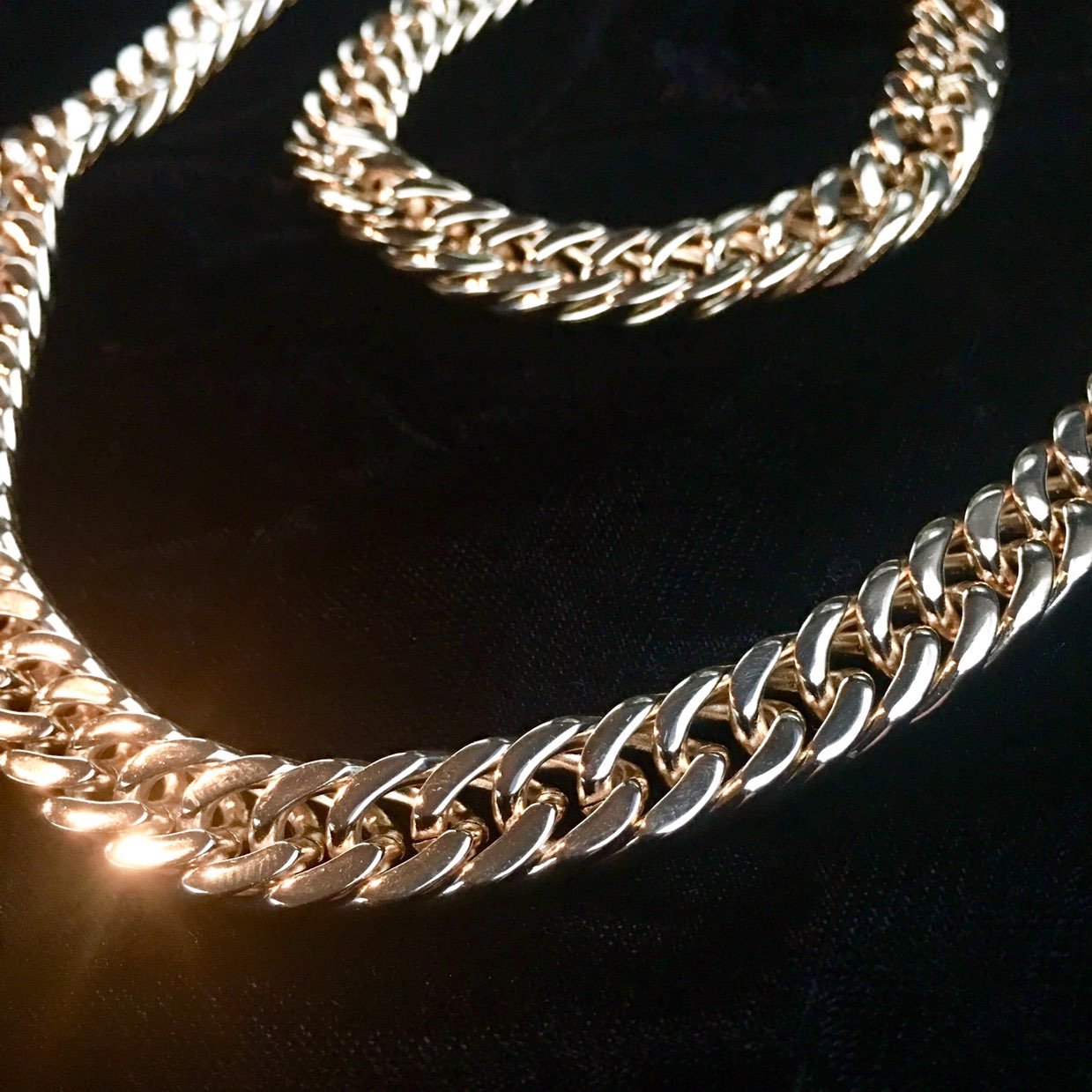 DOUBLE CUBAN LINK CHAIN 18K GOLD ITALY