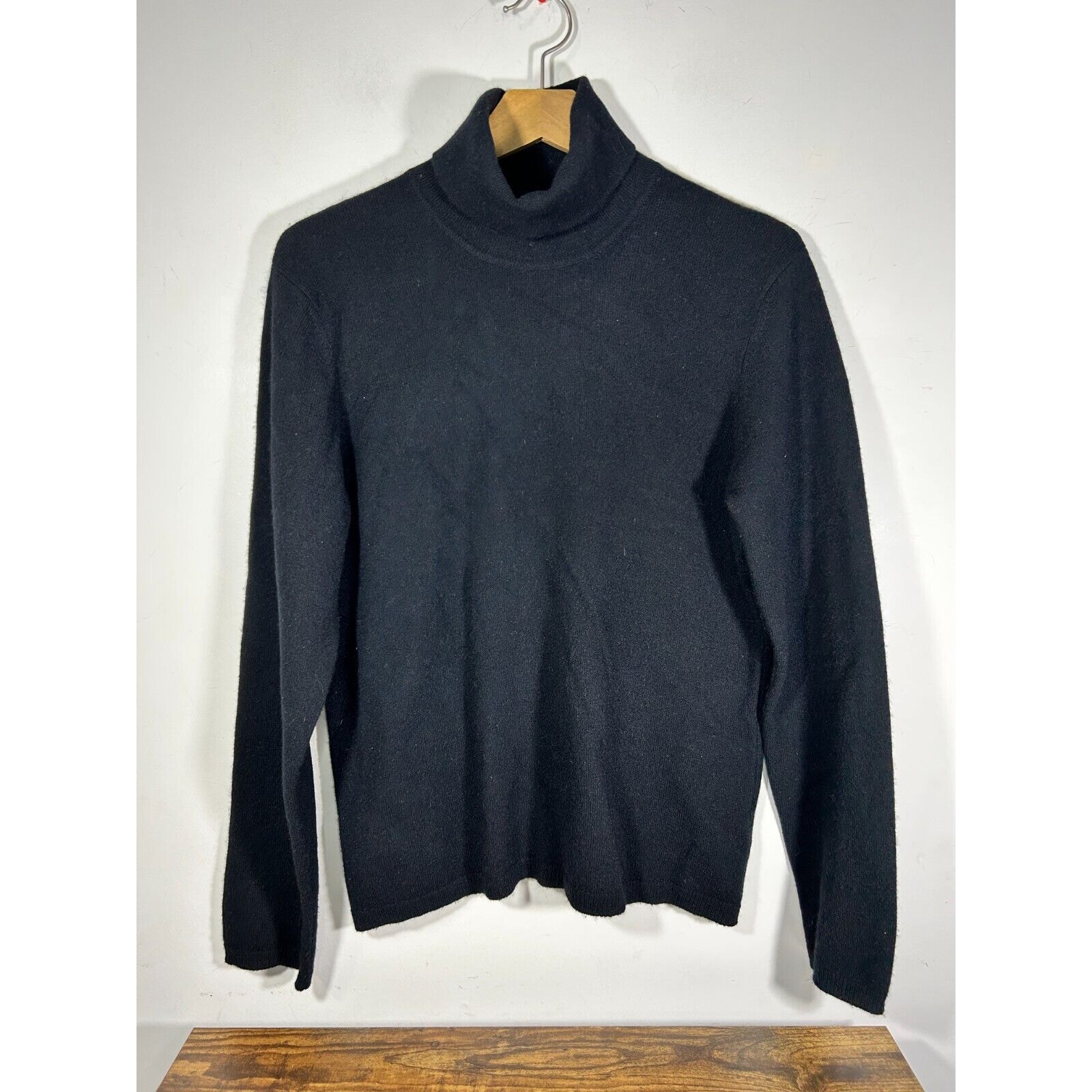 LAUREN RALPH LAUREN Black 100% Cashmere Turtleneck Sweater Mid-weight Sz L
