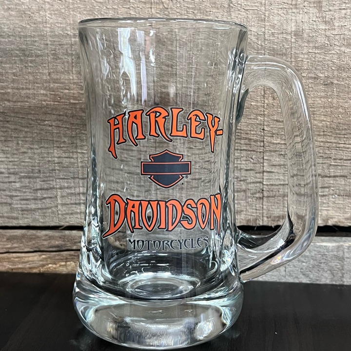 Harley Davidson Motorcycles Glass Libbey’s Mug W/ Handle, Collectible