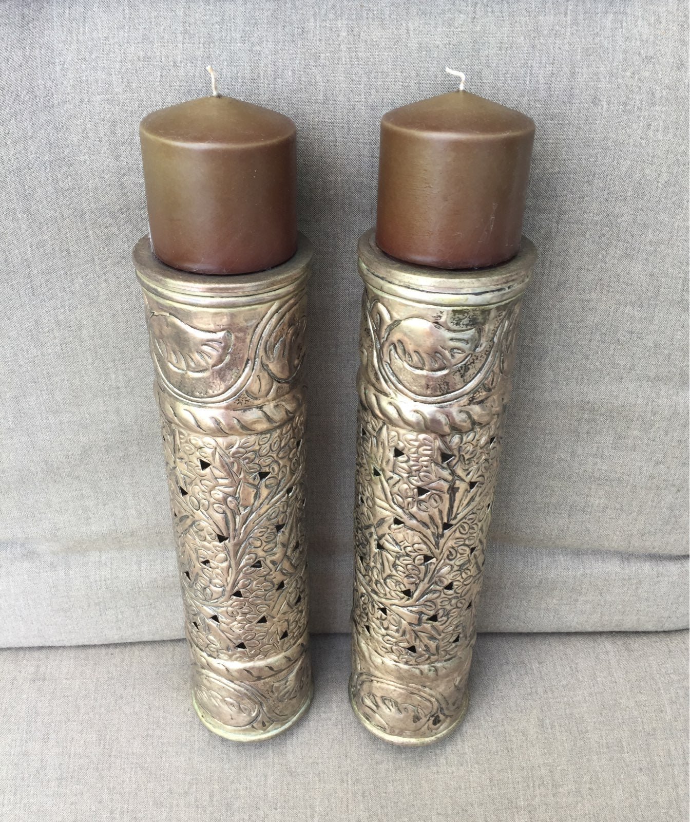 Pierced Silver Metal Candle Holders