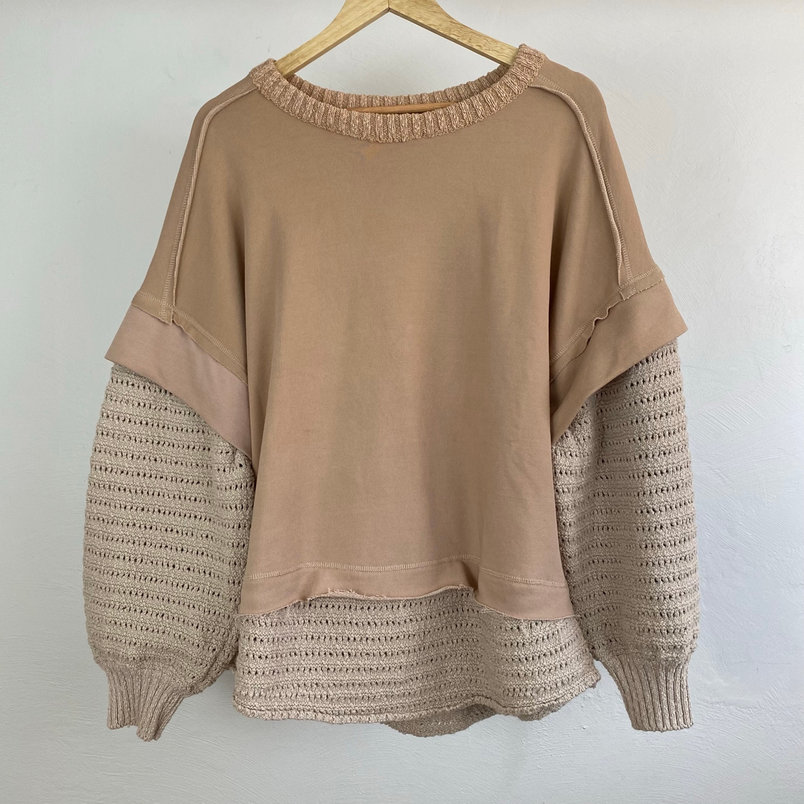 NWT We The Free - Free People Holly Twofer Pullover - Semolina Combo - Small