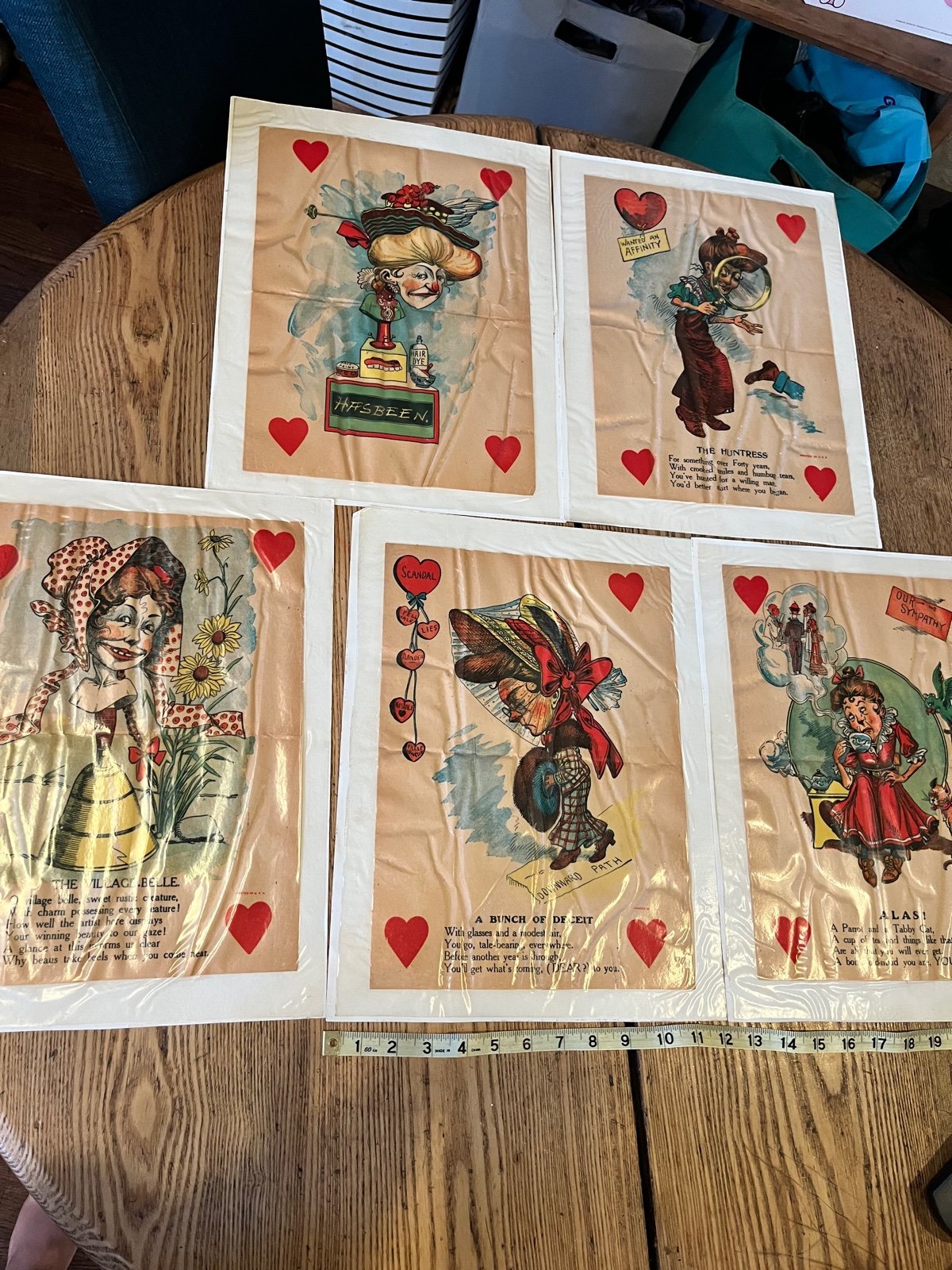 Antique vintage vinegar valentine lot of 5 penny dreadfuls.