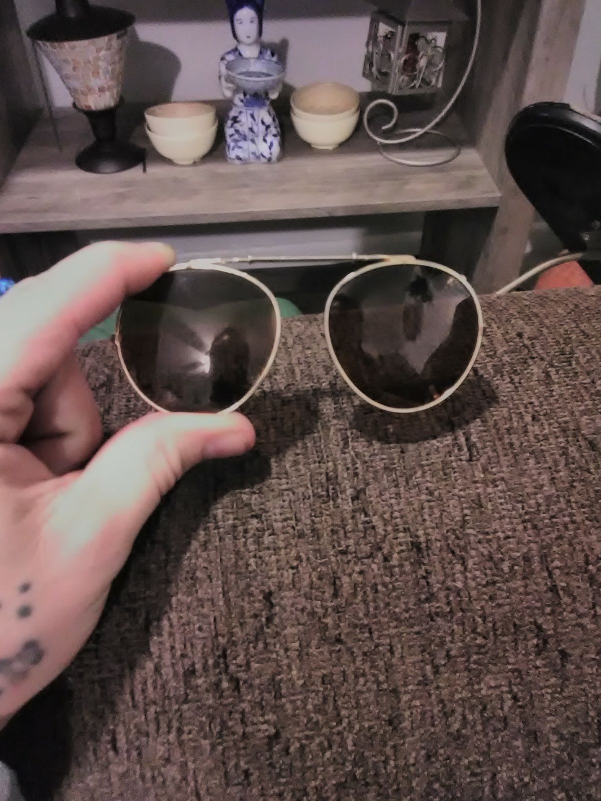 Solid gold ray ban aviator clip on sungl