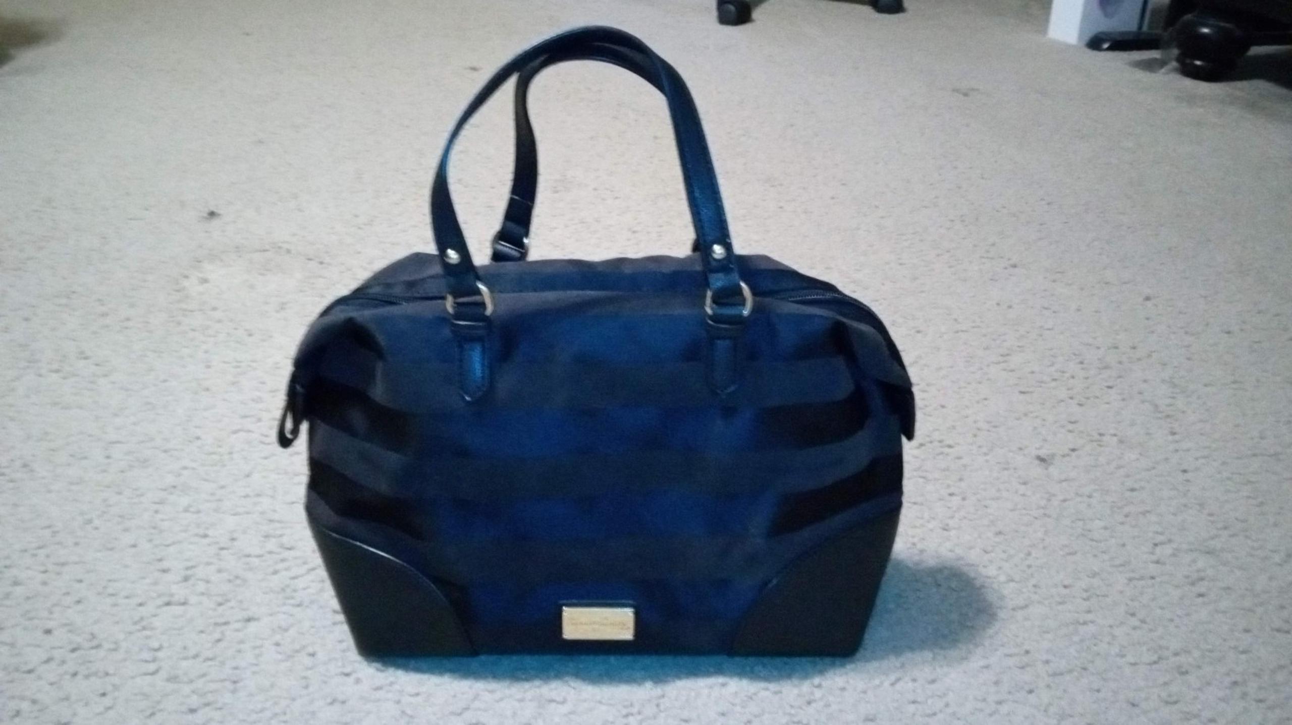 Tommy Hilfiger Black on Black Striped Satchel Handbag