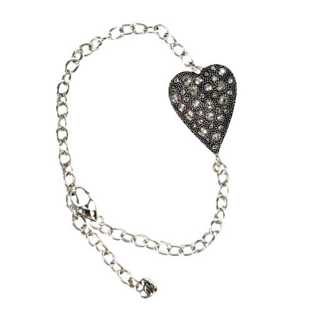BRIGHTON GLISTEN HEART Clear Crystal Silver Bracelet Reversible JF8131 NWOT 72