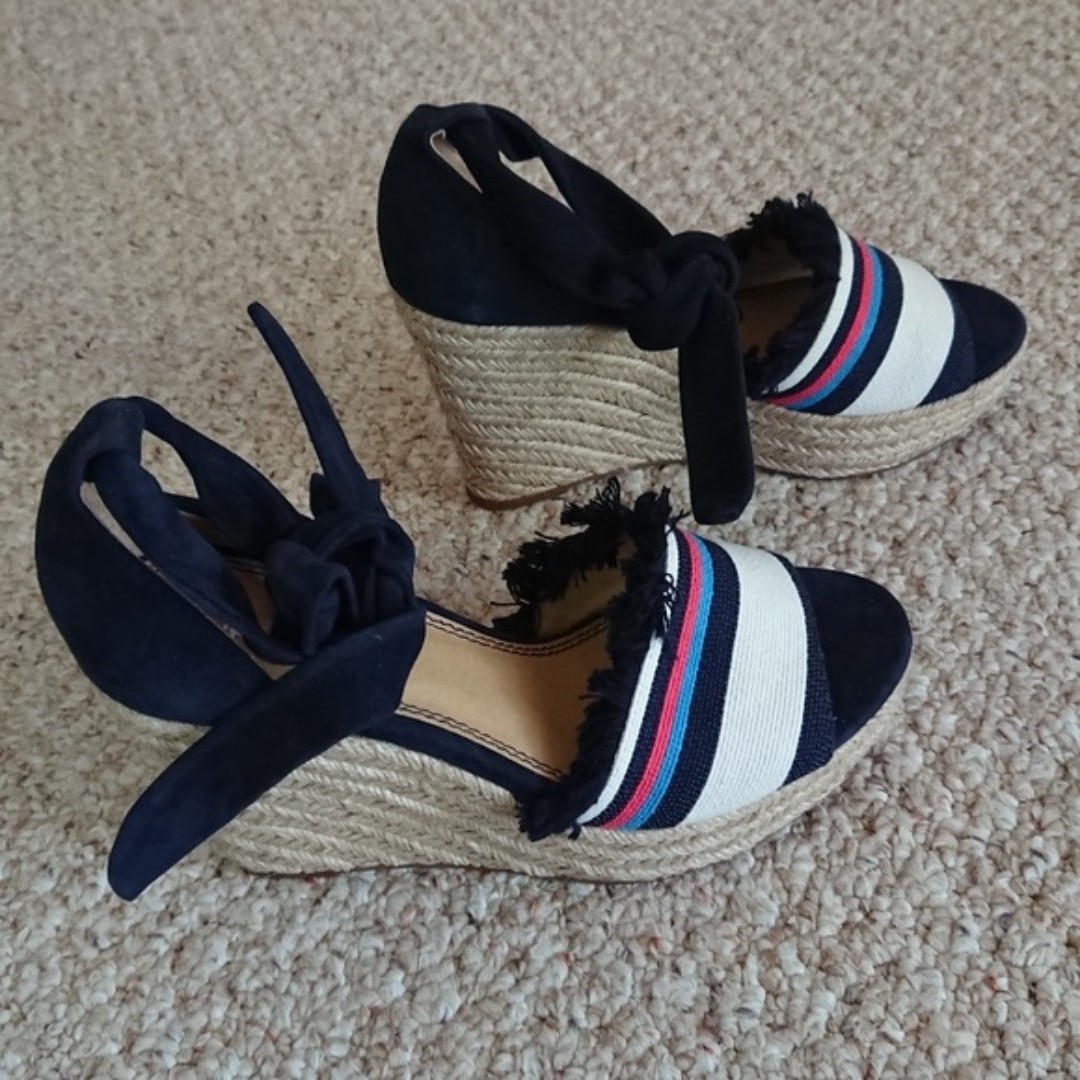 SPLENDID Barke Navy Combo Espadrille Wedges