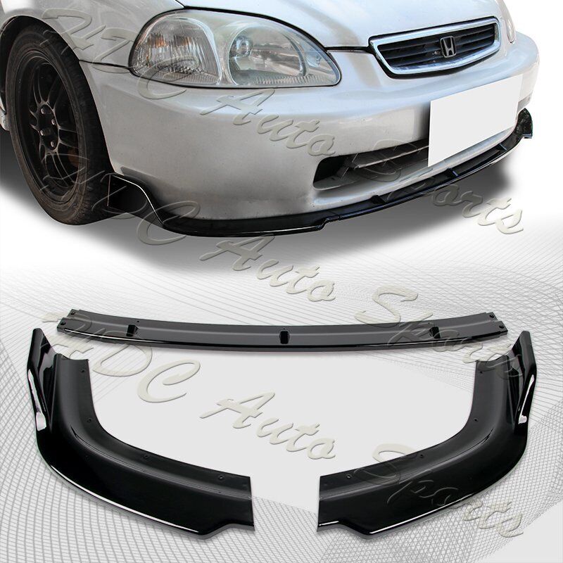 For 1996-1998 Honda Civic JDM CS-Style Painted Black Front Bumper Lip Kit 3PCS