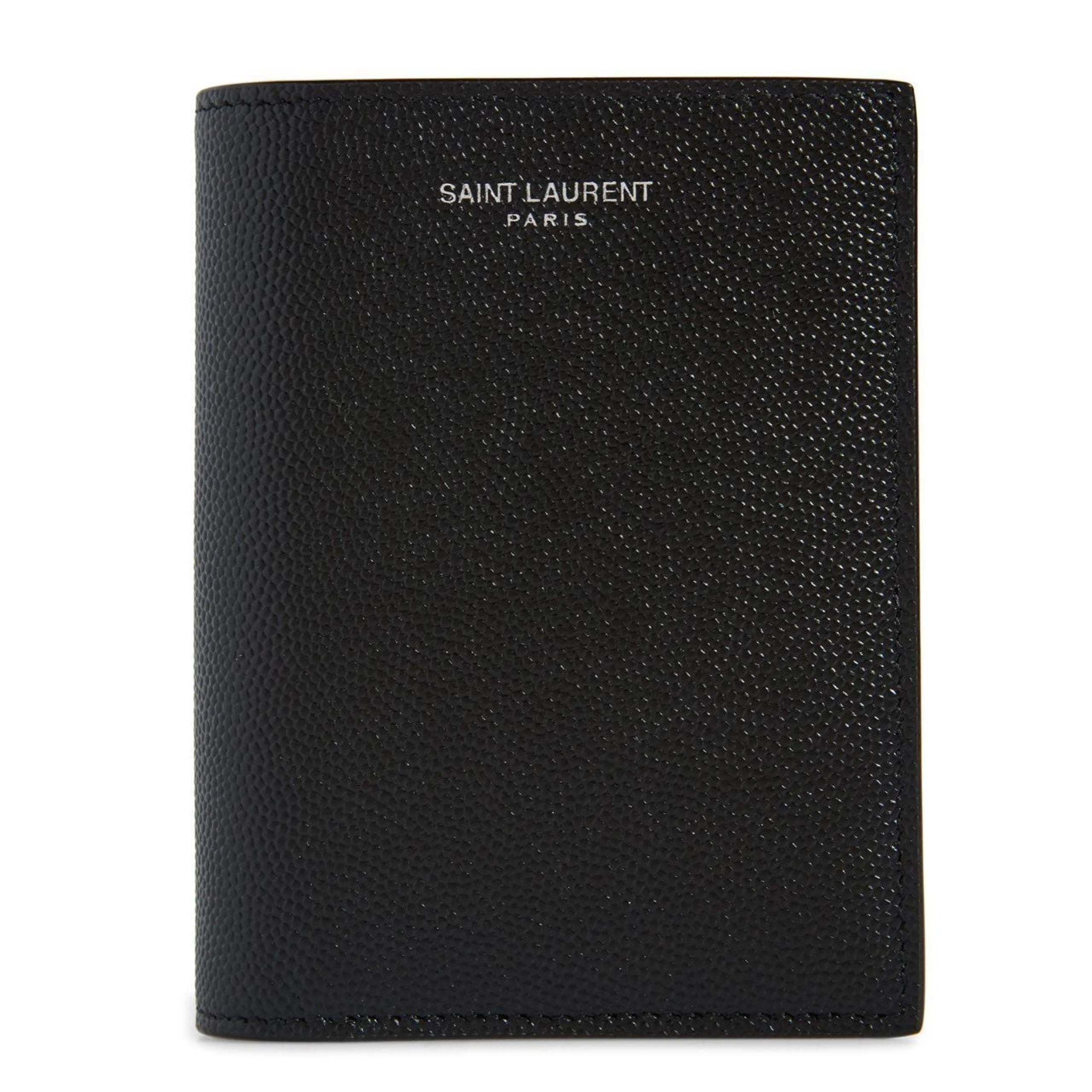Saint Laurent Logo Textured Leather Bifold Wallet