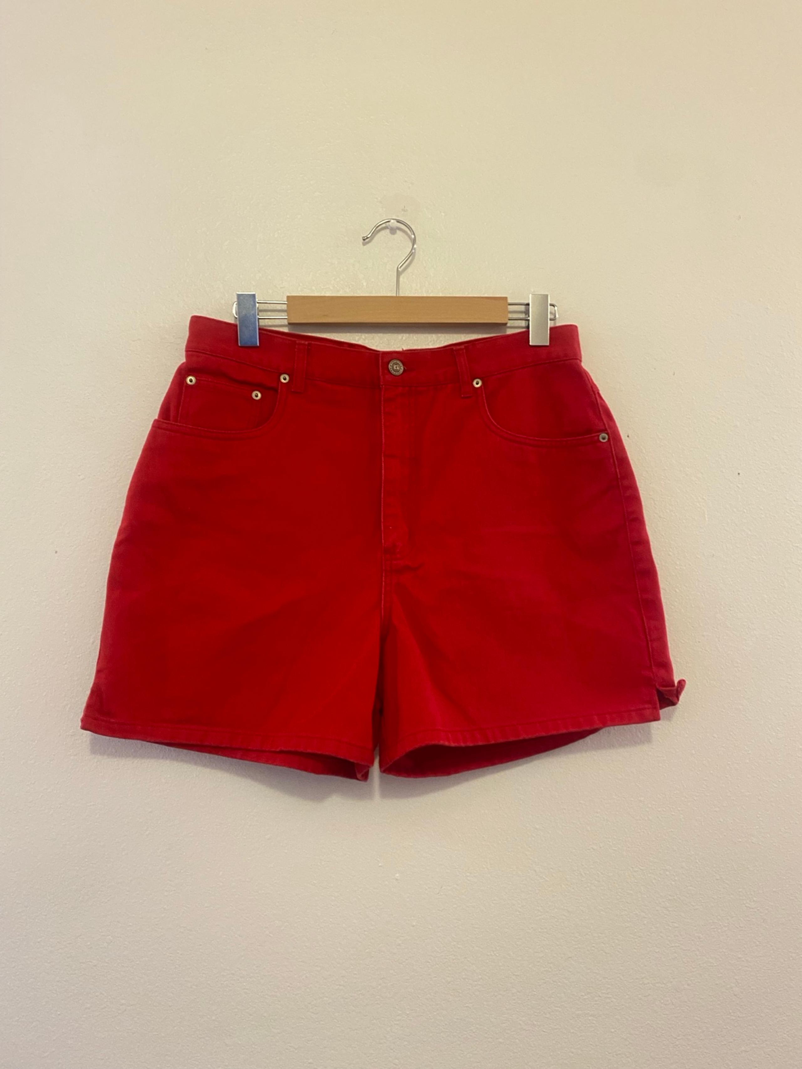 Red denim vintage shorts