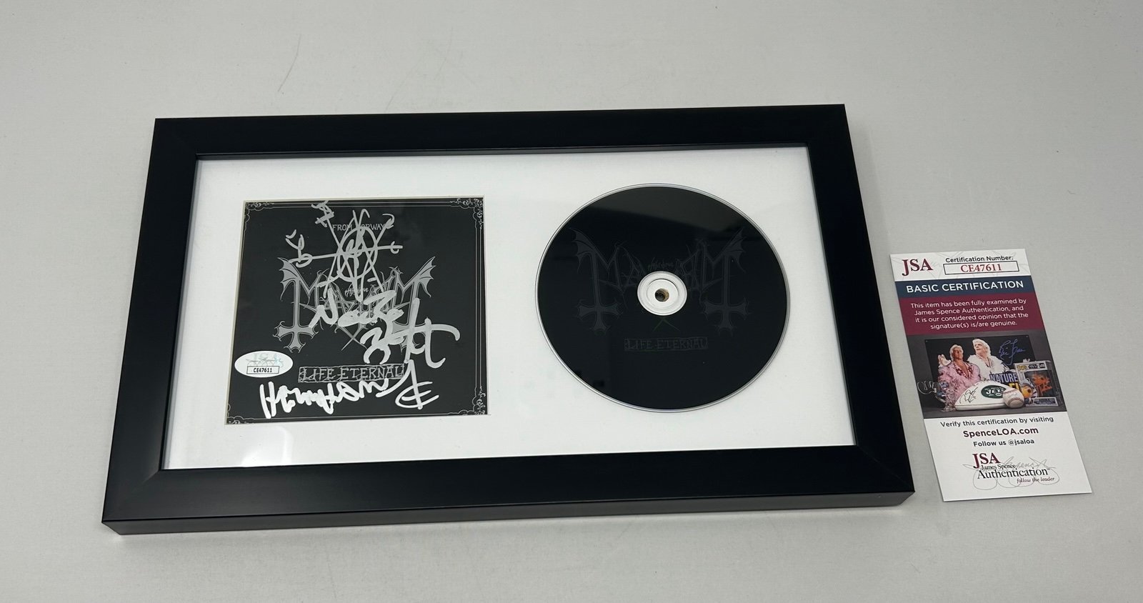 Mayhem signed Life Eternal CD Cover Framed JSA COA