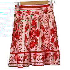 Haute Hippie Orange and Cream Linen Blend Floral Skirt, Size XS