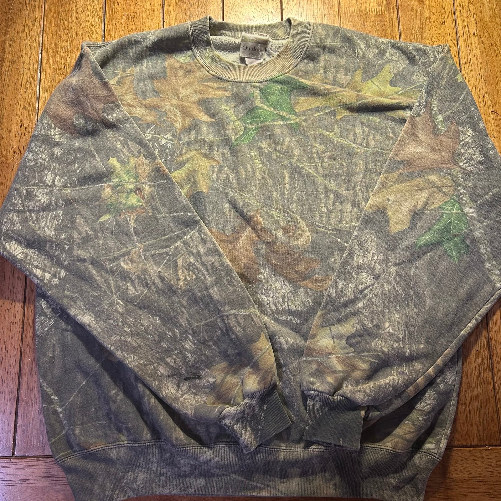 Vintage Jerzees Outdoors Sweatshirt Sz Large Mossy Oak Camo Fleece Pullover 90s