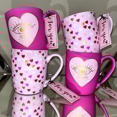 4-NWT SHEFFIELD HOME VELVETY VALENTINES PINK MULTICOLORED COFFEE MUGS