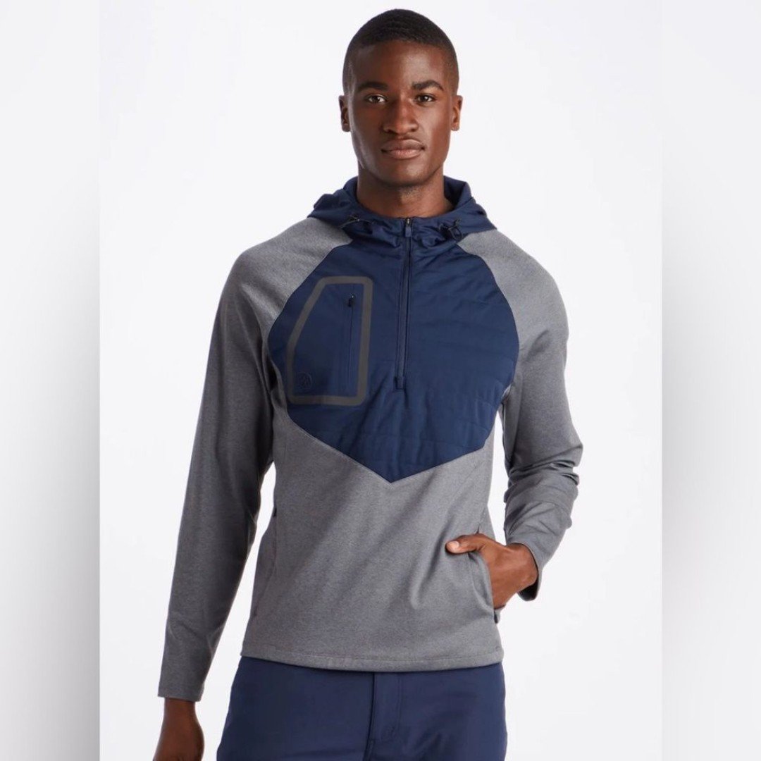 G/FORE Hooded Quartet Zip Charcoal Heather Grey Size L