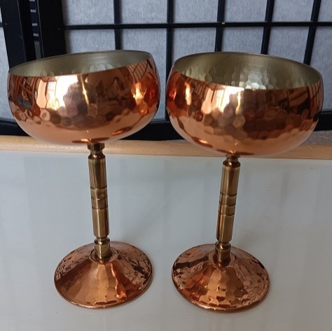 Vintage Copper Cocktail Glass Set of 2