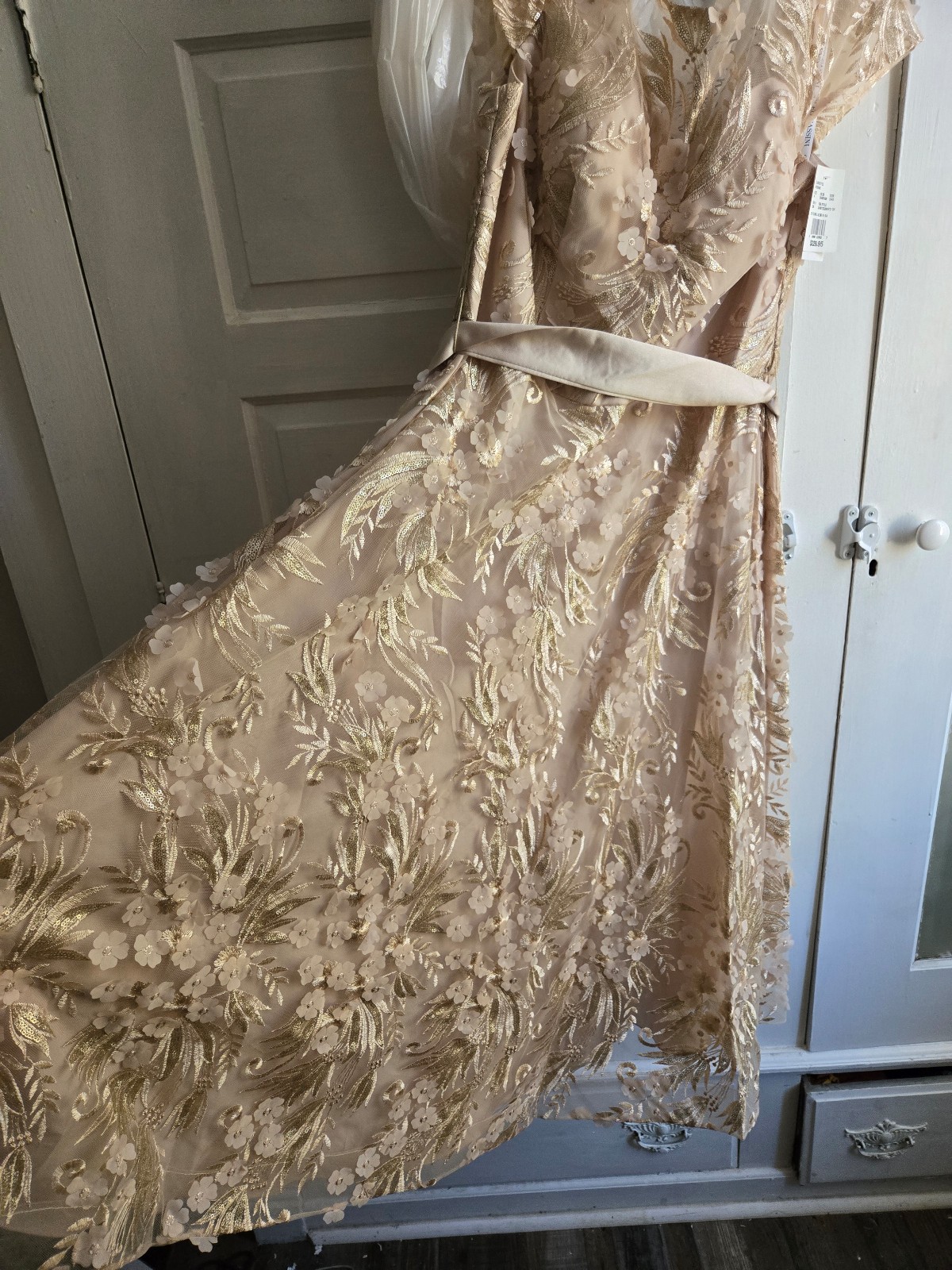 Gold davids bridal knee length dress
