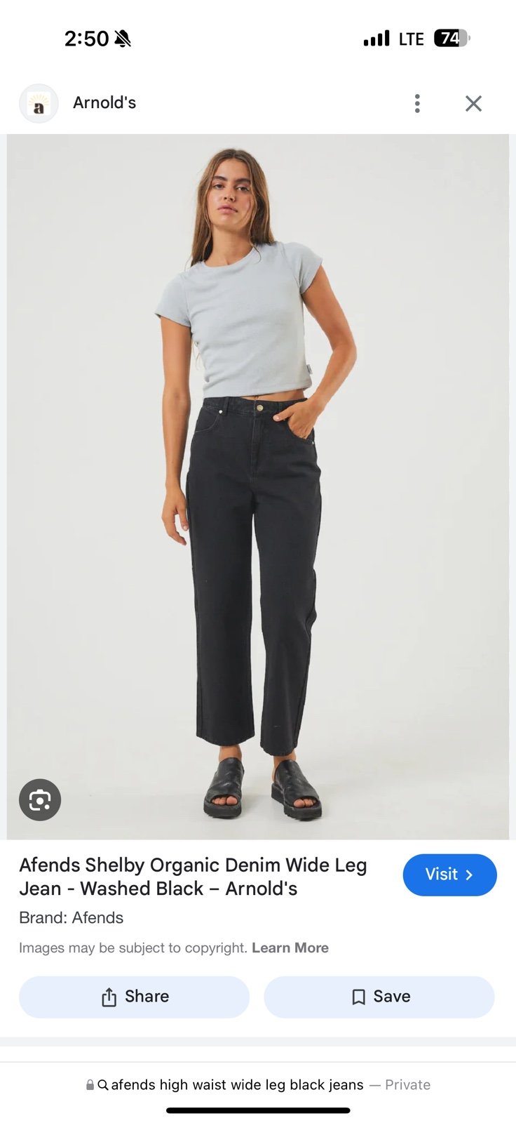 NWT Afends Hemp Revolution Black High Waist Wide Leg Jeans