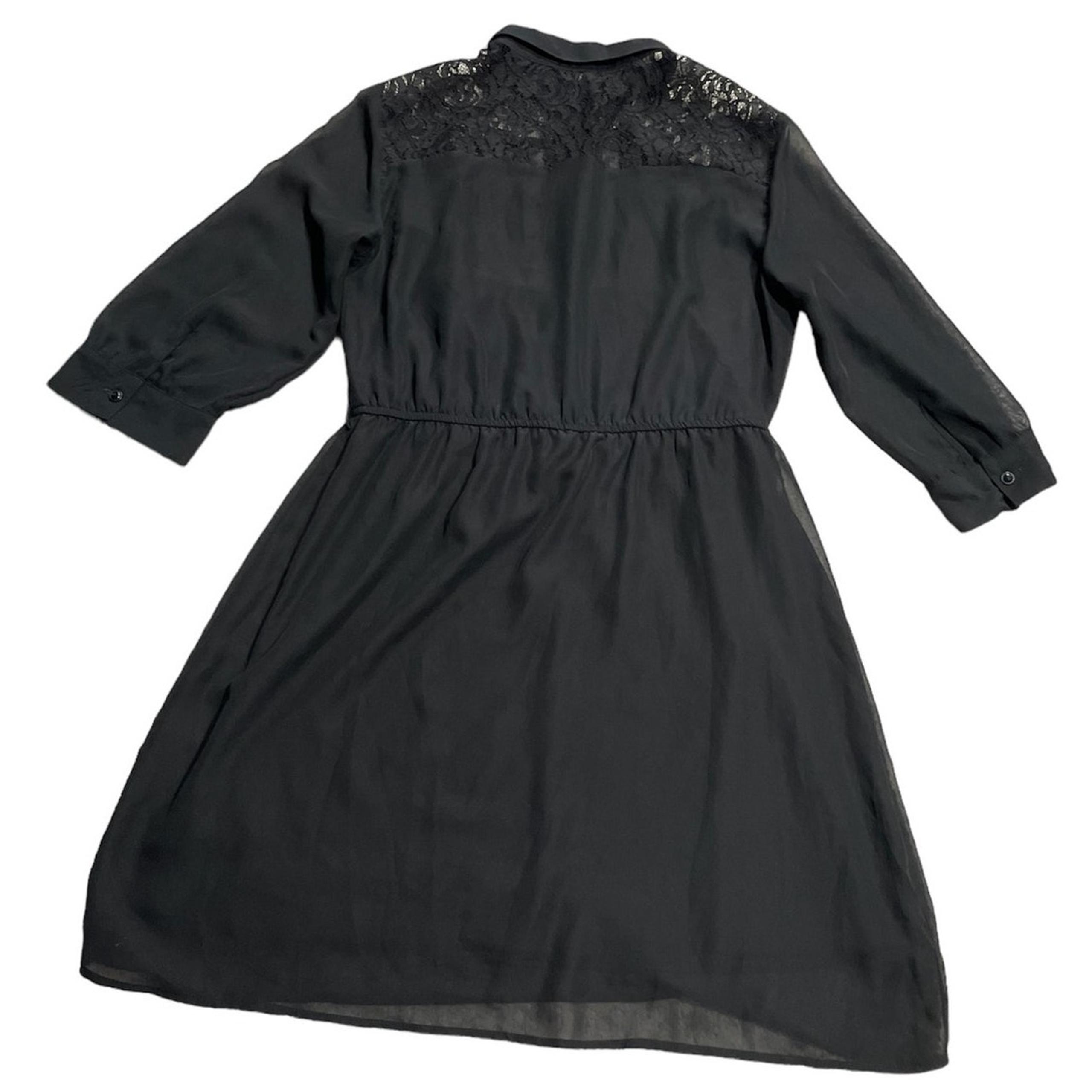 Love Reign Shirt Dress Lace Women's Size Large Button Down Knee Length Black