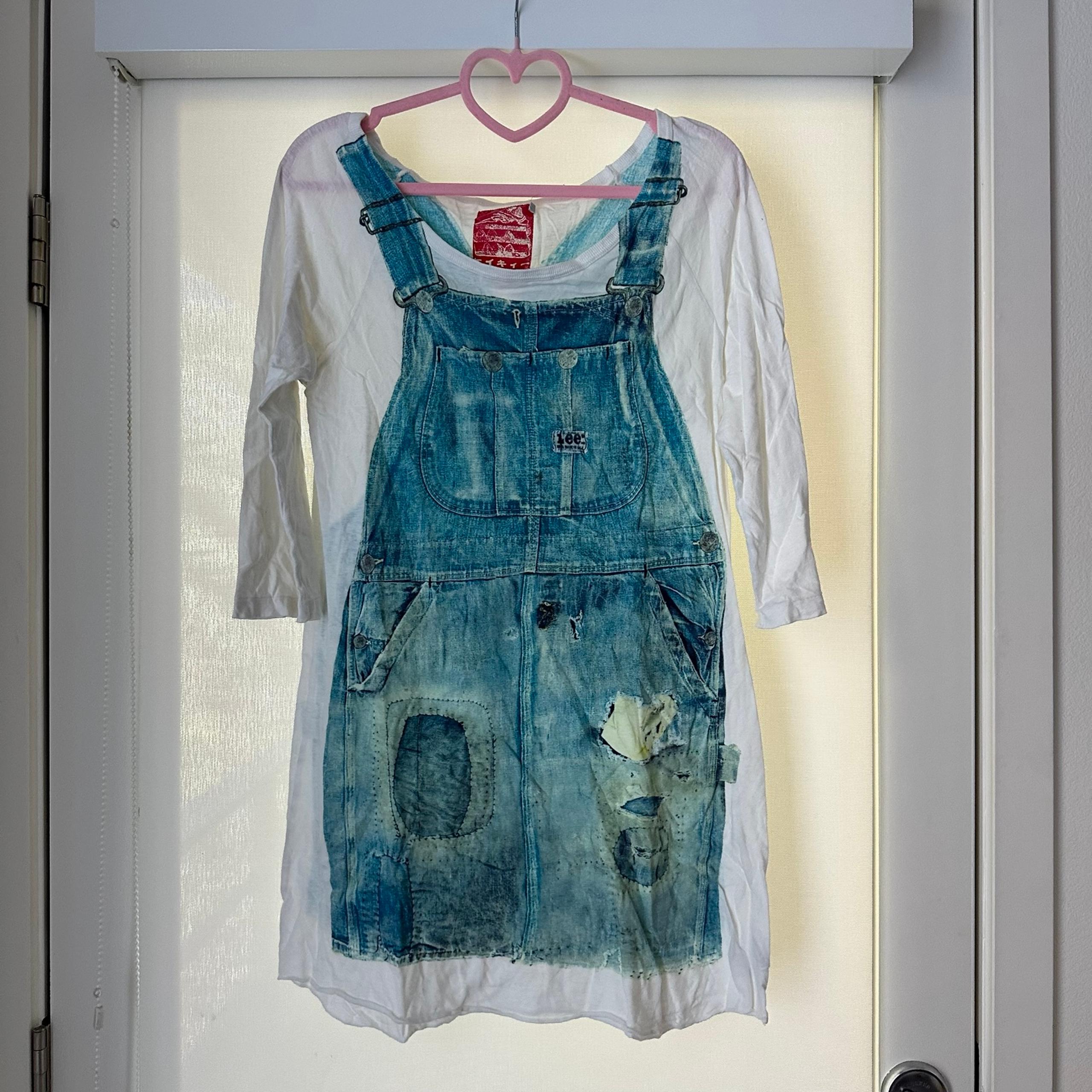 Y2K Wrangler Japan Overalls Print T-Shirt Dress