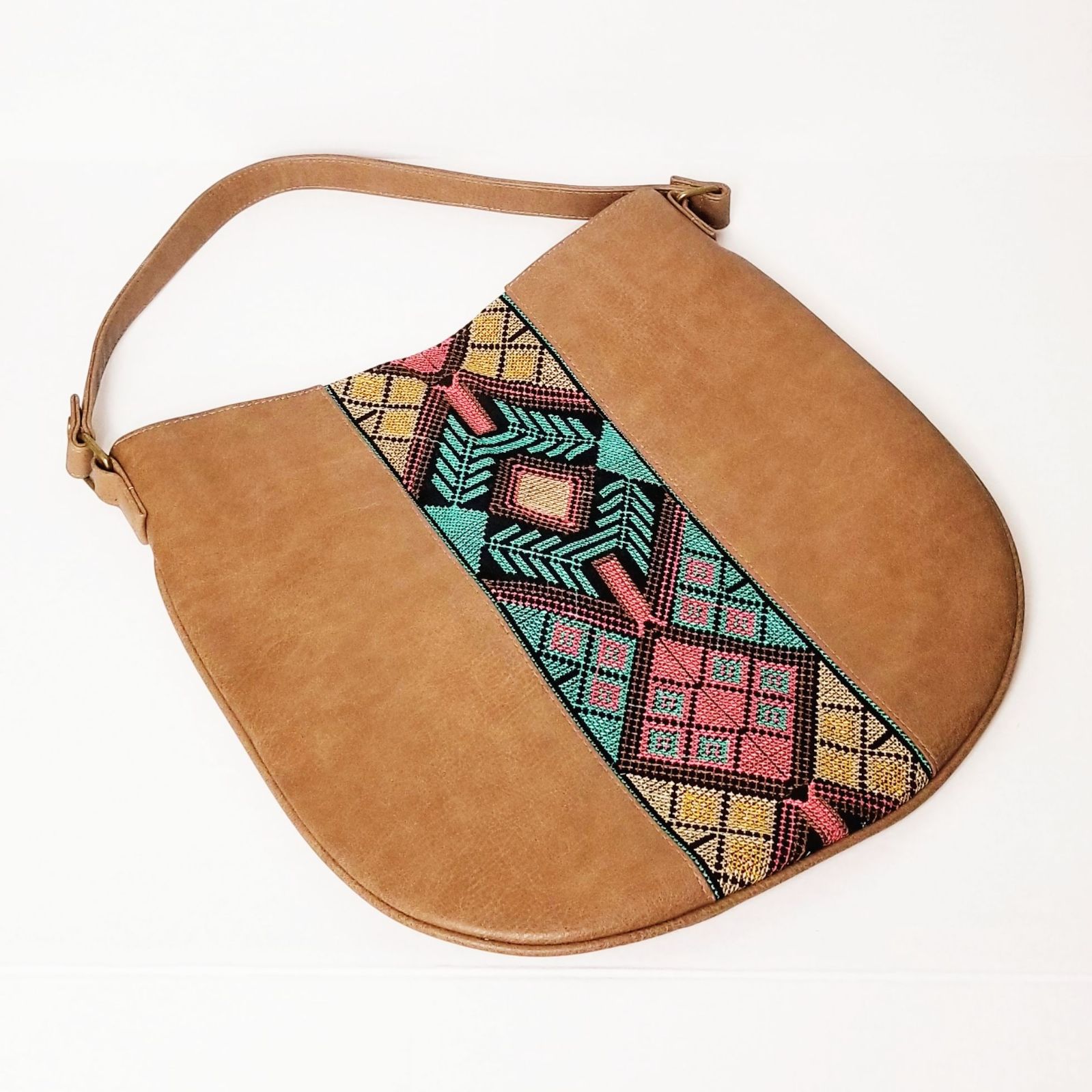 Aztec embossed shoulder hobo bag boho