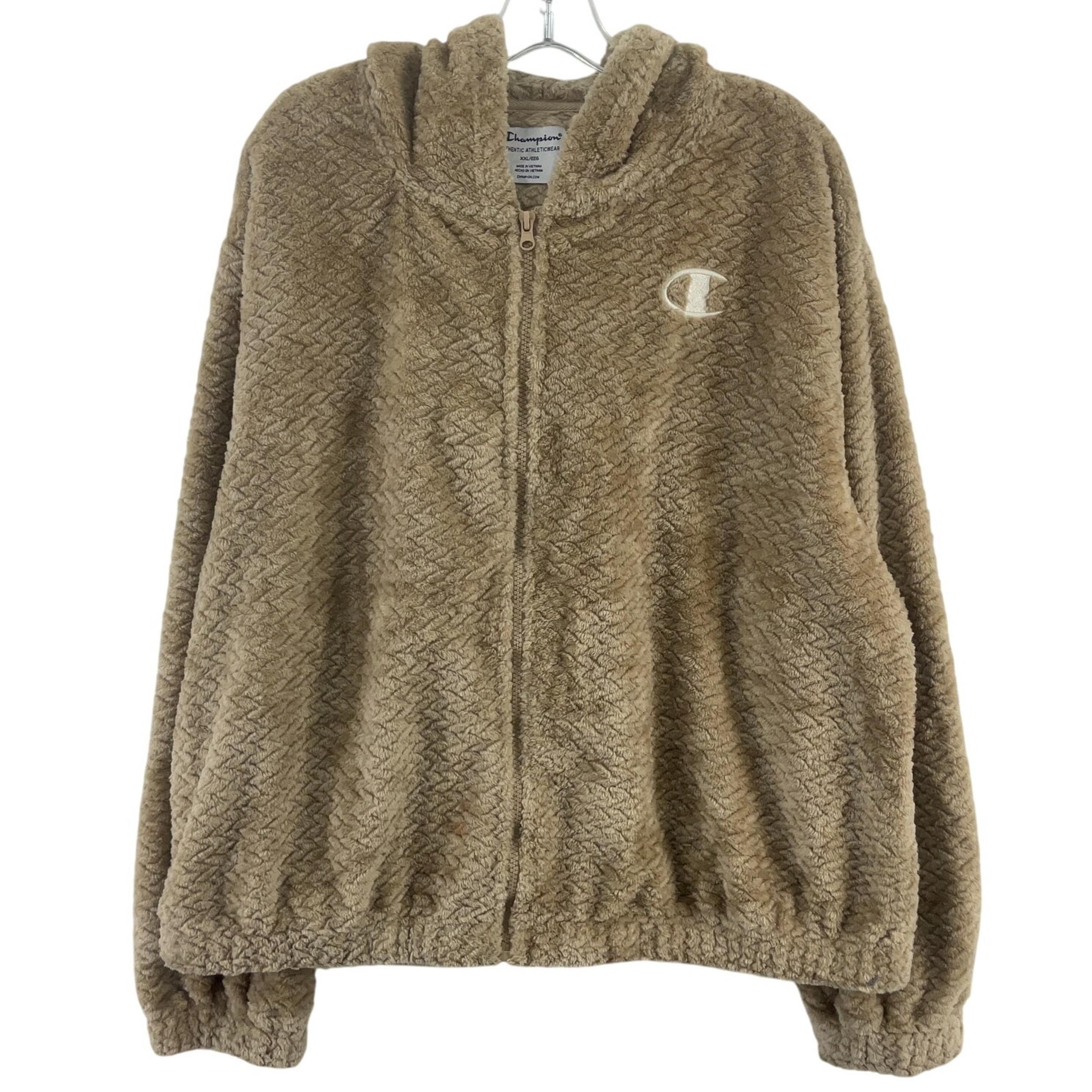Champion Tan Fuzzy Fleece Full Zip Hoodie Women’s 2XL Plus Size Poly Preowned
