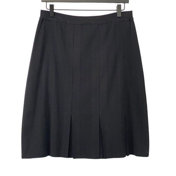 Exclusively Misook Petite Womens Knit Pleated Skirt Size M Black Pull-on Stretch