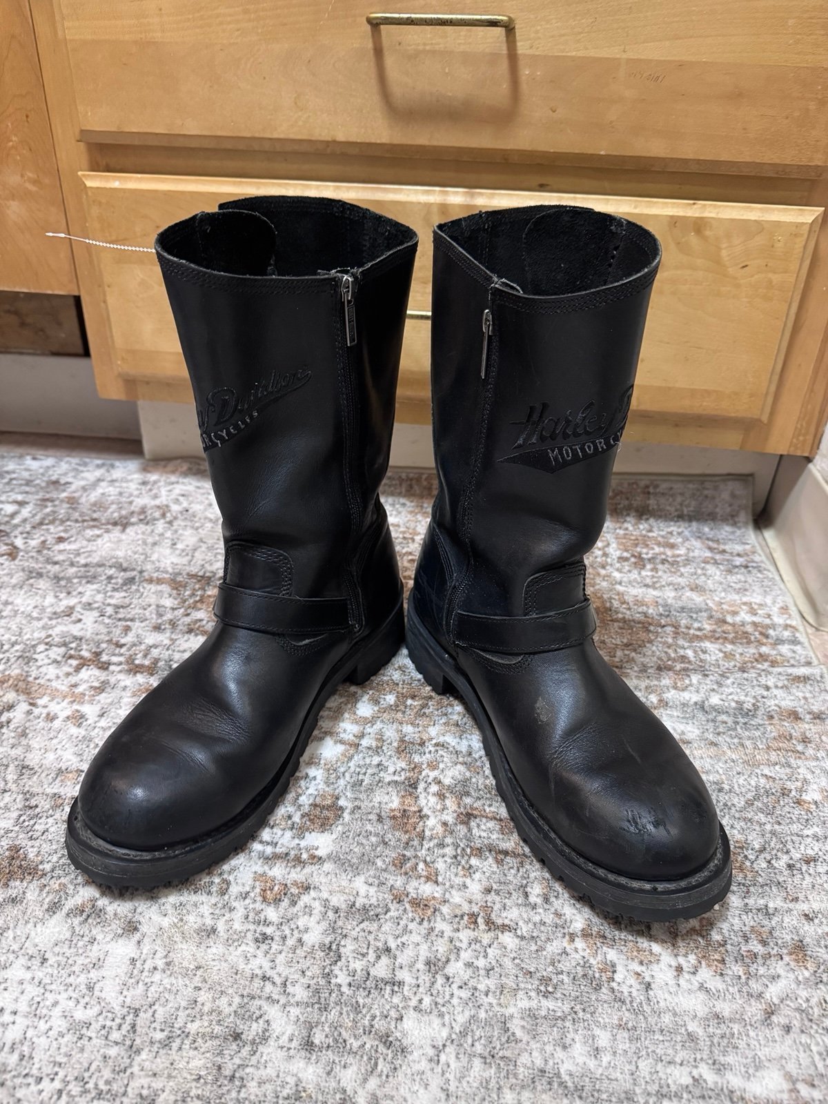 Used Harley-Davidson® Men's Trail Boss Engineer Black Motorcycle Boots.Size 11.5