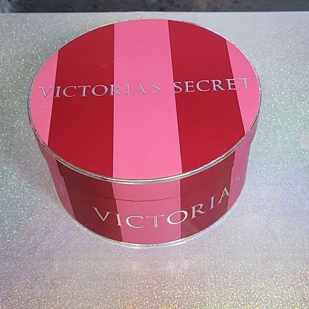 RARE HTF Vintage Victoria Secret Hat Box Display Prop Nesting Pink Striped Mediu