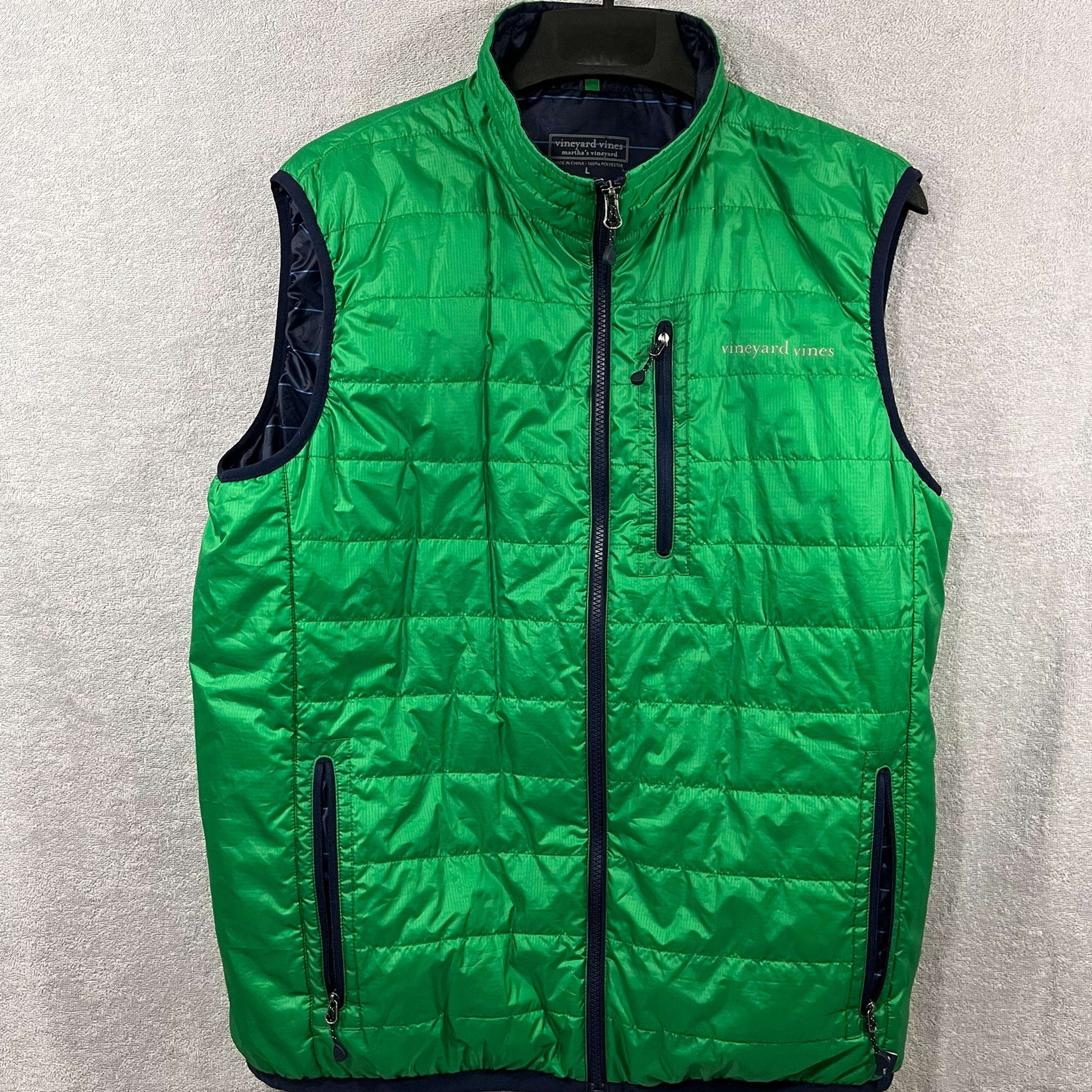 Vineyard Vines Vest Mens Large Green Performance Mountain Weekend Puffer