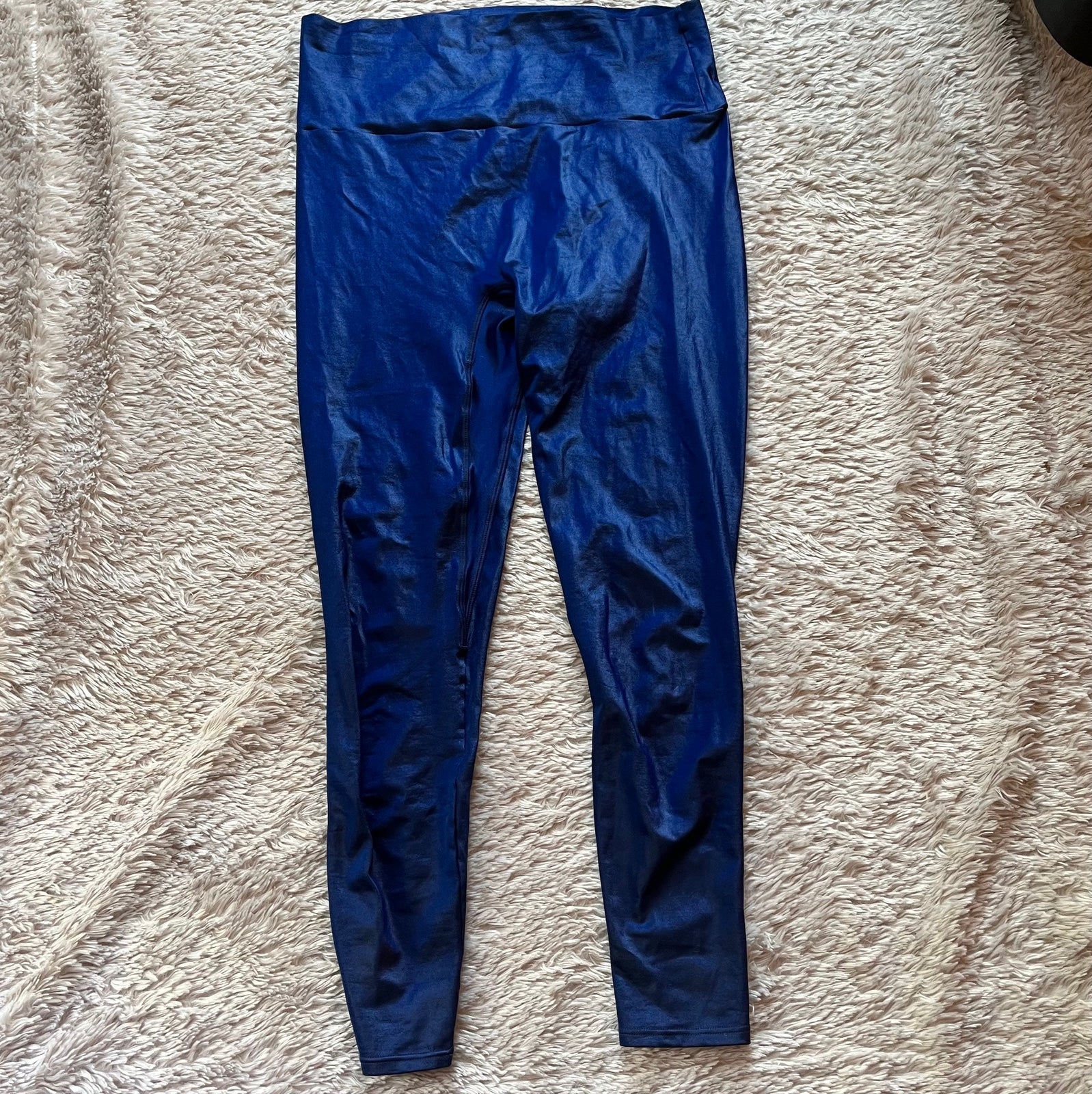 K-DEER blue shiny wet look high waist leggings
