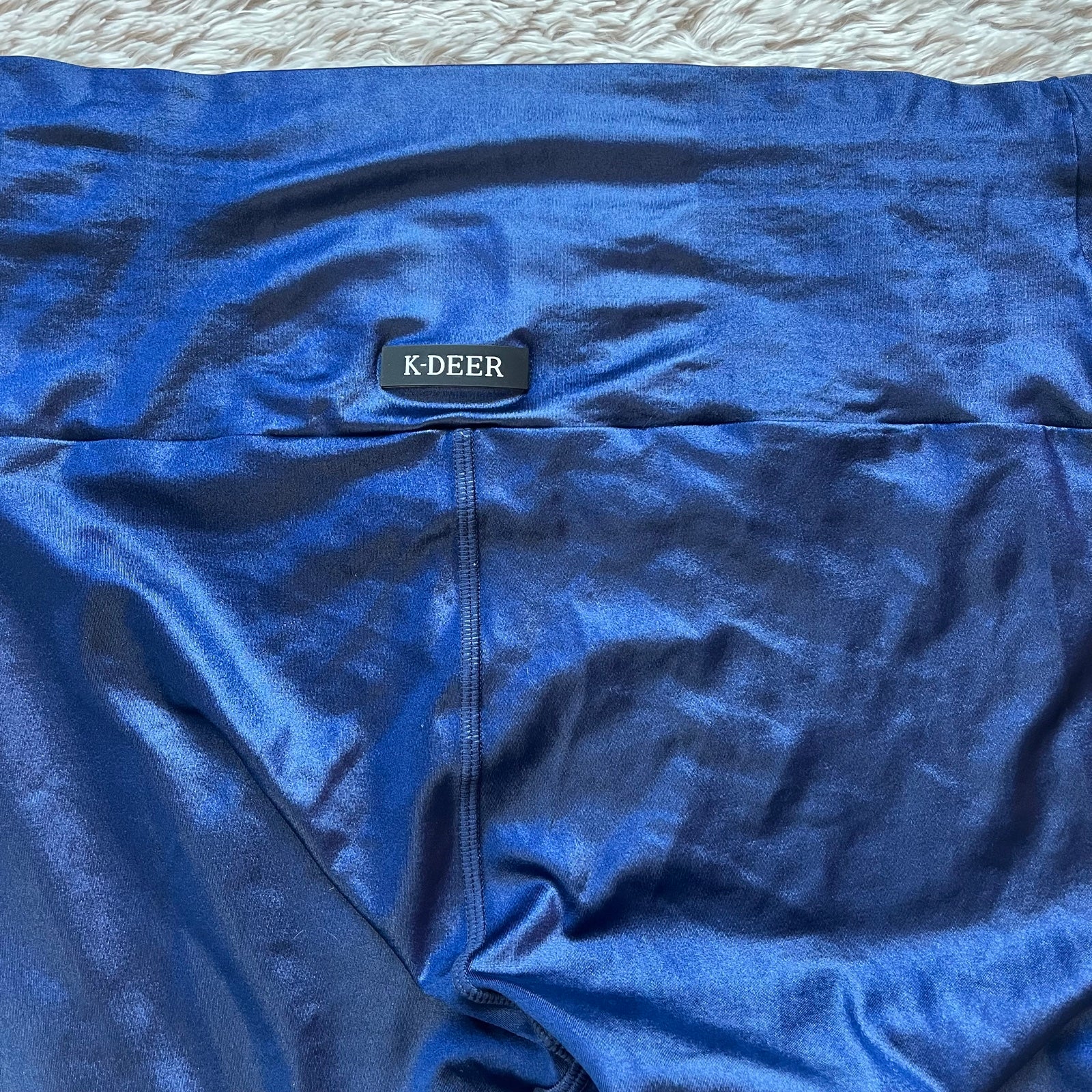 K-DEER blue shiny wet look high waist leggings