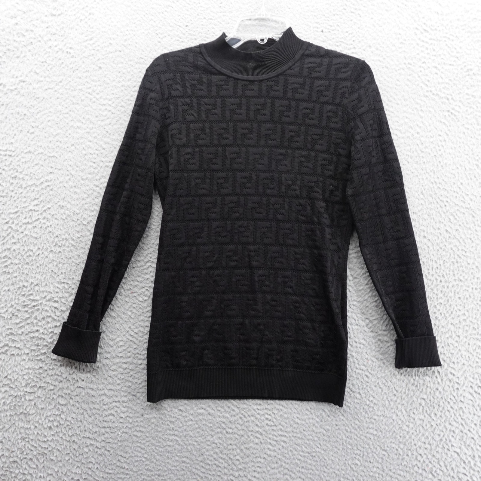 Fendi Monogram Pullover Sweater Size 44 Black Womens Made in Italy