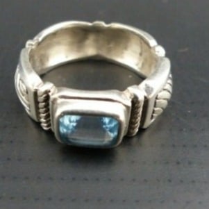 Beautiful Blue Topaz Sterling FANCY SHANK ring sz 7 1/4 VTG Sterling 7.25 ring