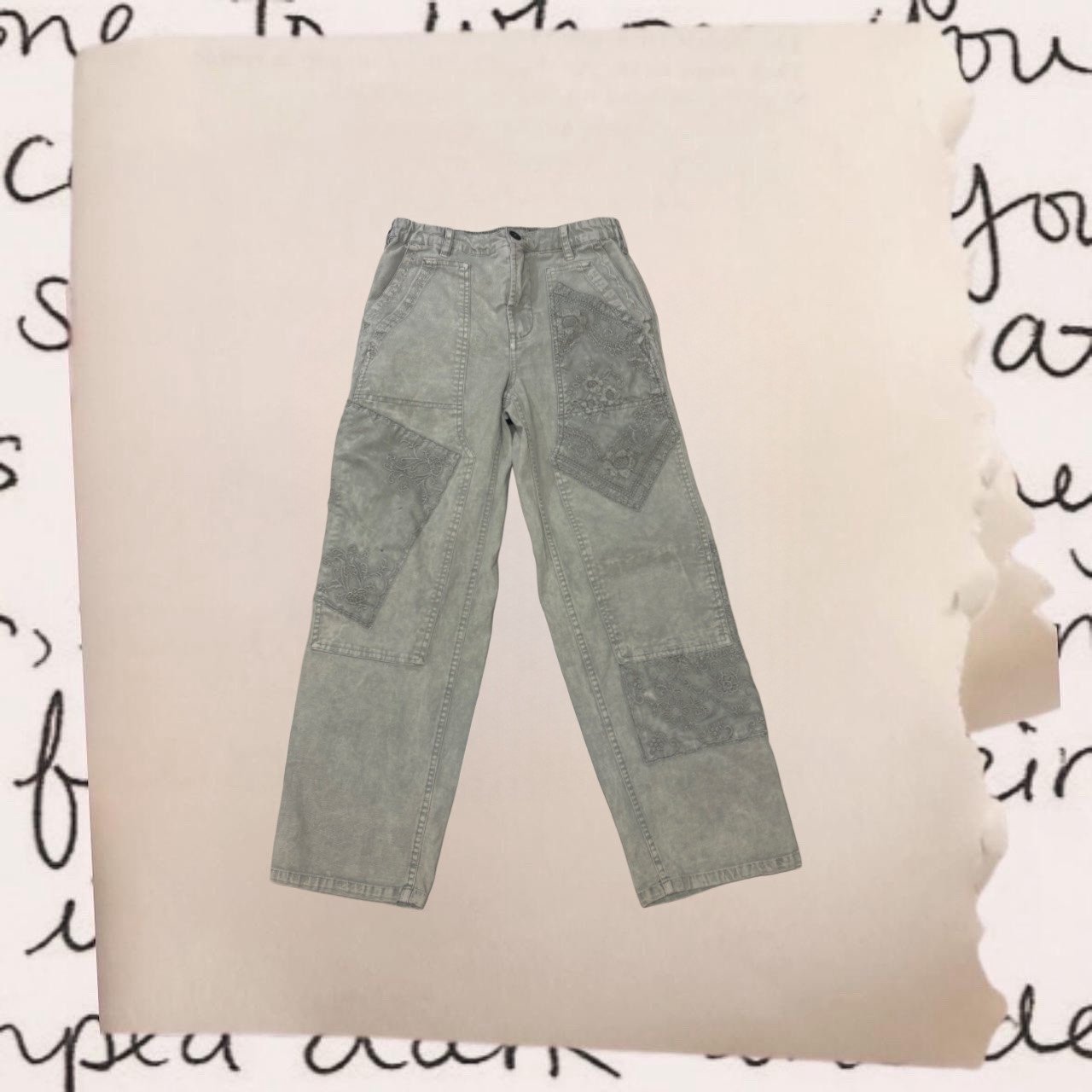 2000s bandana embroidery printed wide leg jeans