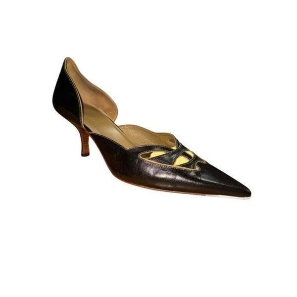 Cole Haan Black & Brown Leather Pointed Toe Pumps Women's Sz 10 Great Condition