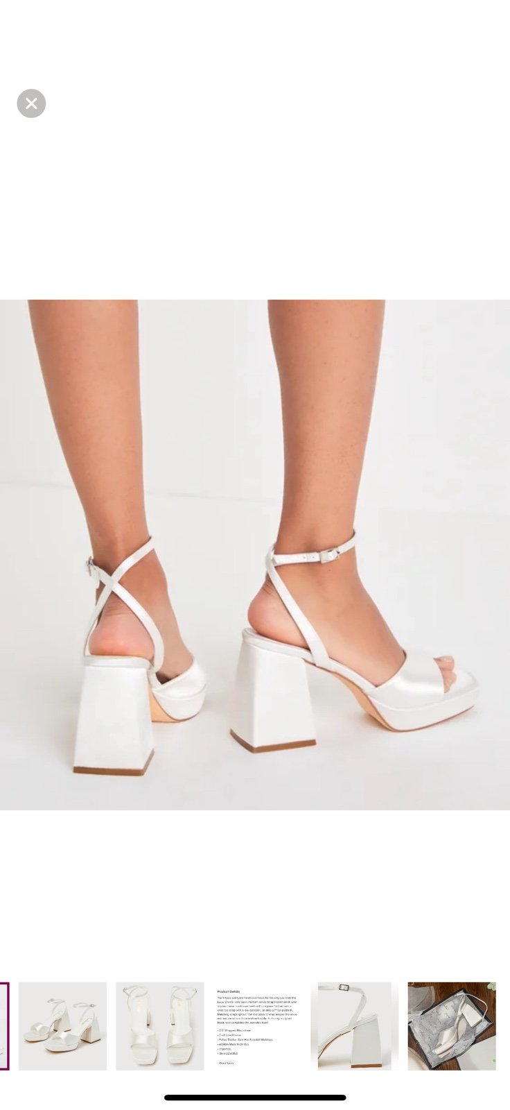 Shirine Ivory Satin Platform Ankle Strap Heels Lulus 6.5 white new