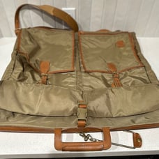 Vtg HARTMANN Khaki Nylon Tan Leather 48” Garment Bag Overnight Hanging Luggage