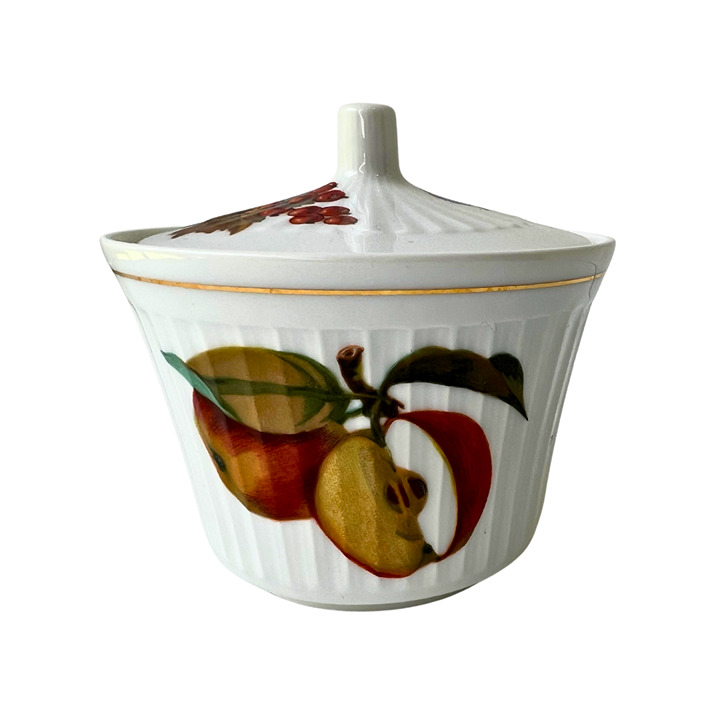 Vintage Evesham Gold 1960s Royal Worcester Porcelin Sugar Bowl with Lid