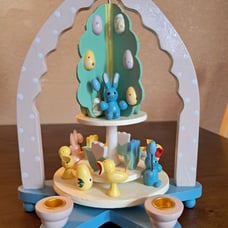 Vintage Happy Easter Windmill candle holder carousel