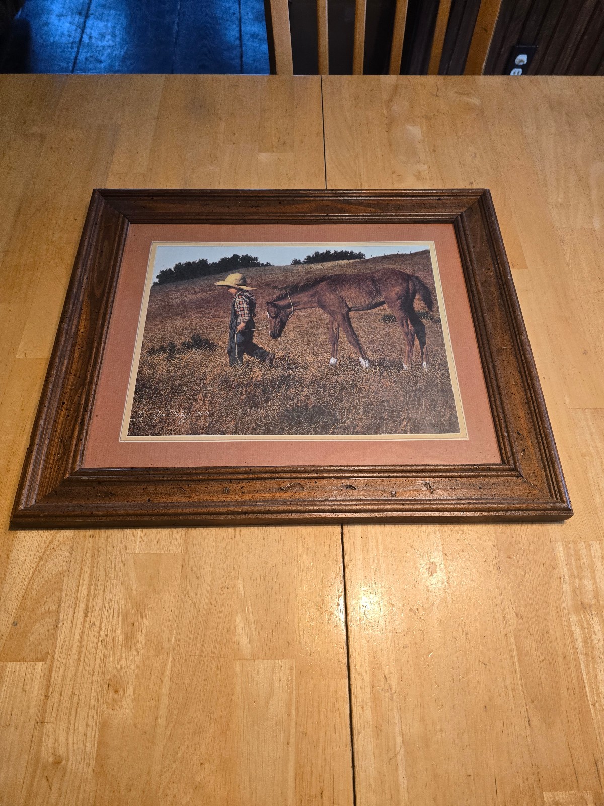 Large Framed & Matted Vintage Print Jim Daly 1979 Heading Home.