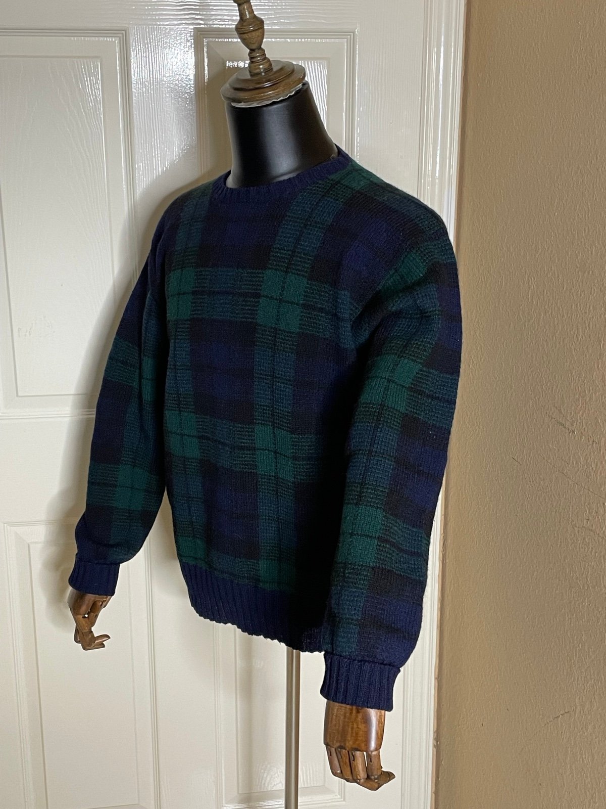 Polo Ralph Lauren Vtg Tartan Plaid Wool Sweater Medium