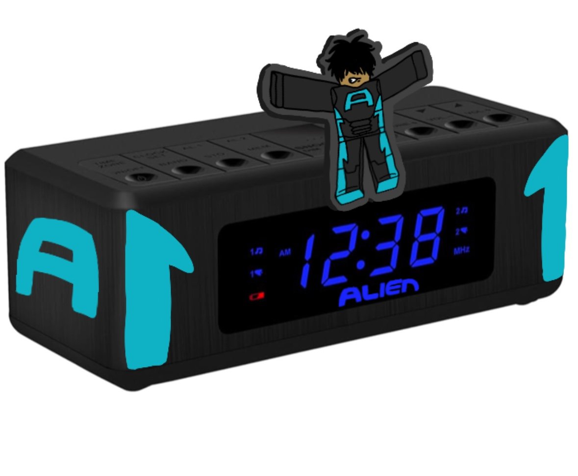 Roblox Dual Alarm Clock Radio AM/FM Glow In The Dark Black/Blue LED Display