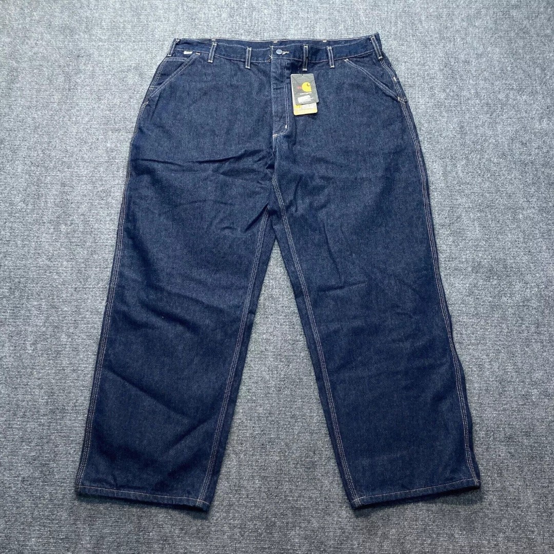 Carhartt Flame Resistant Men's Denim Jeans Dungarees Straight Leg Size 52x32 NEW