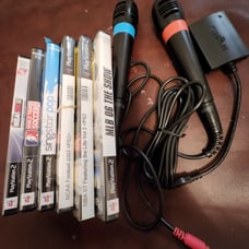 ps2 game Lot 6 games two microphone