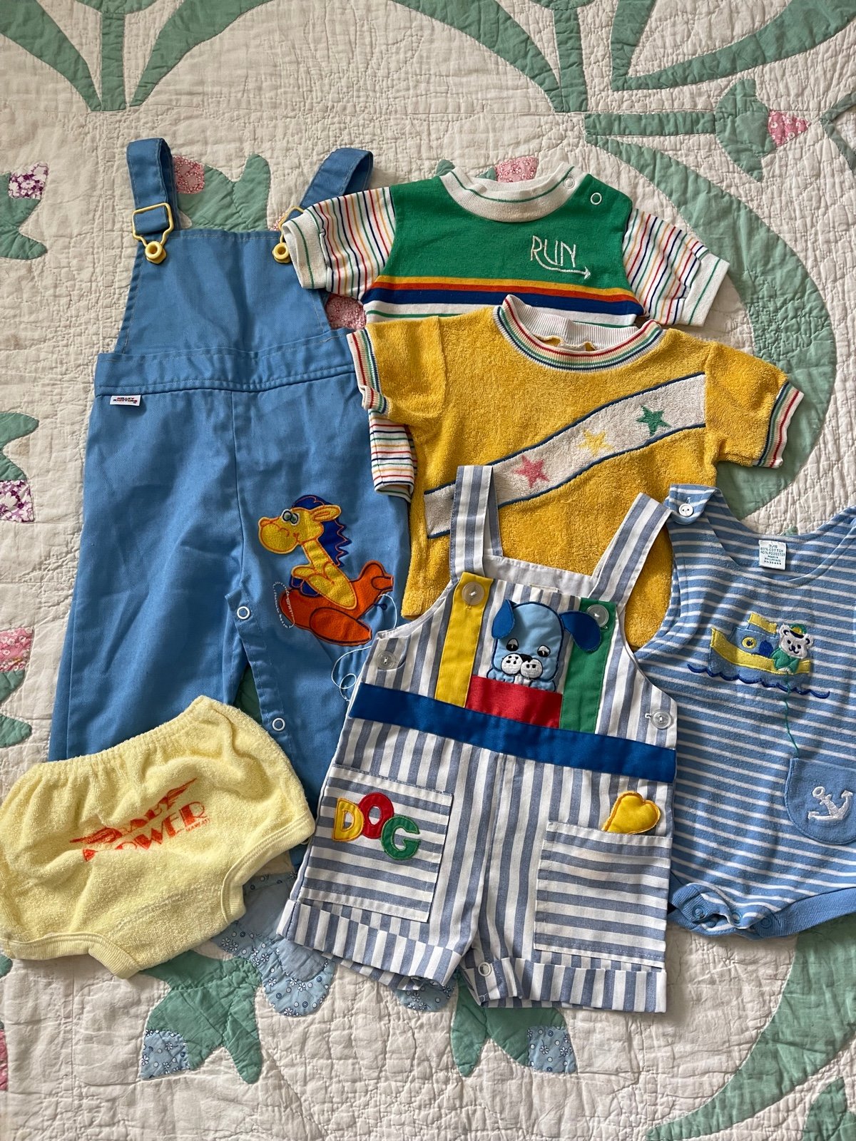vintage overalls tee shirts baby boy bundle retro