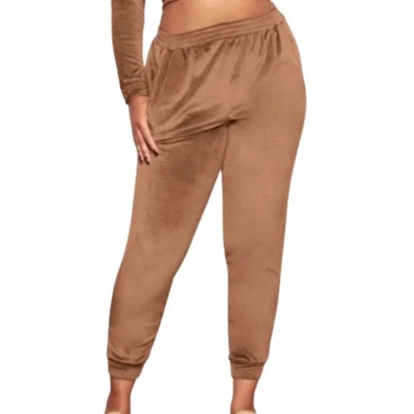 SKIMS Velour Joggers Sienna Gold Brown Drawstring Waist Size 2XL