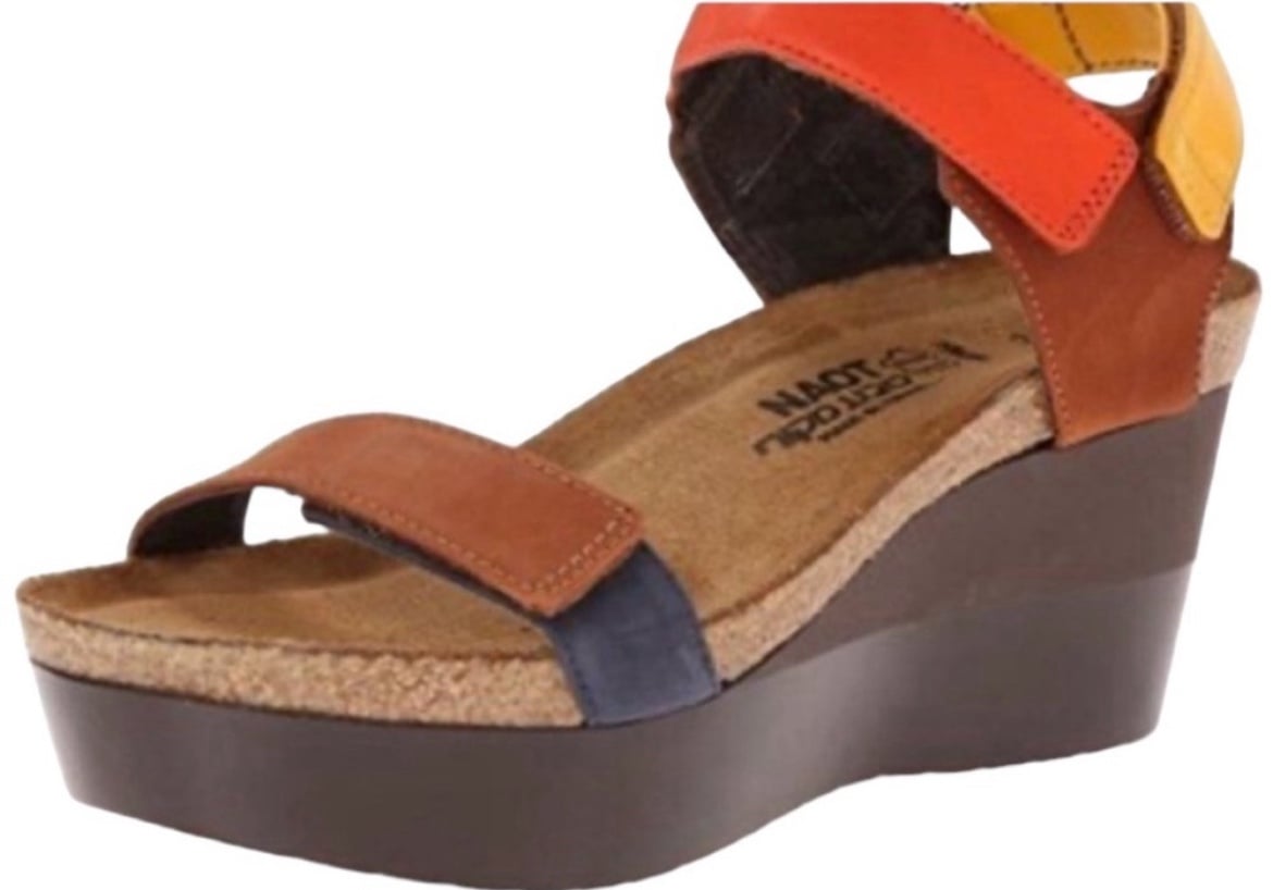 NAOT Miracle Leather Adjustable Color Block Wedge Sandals EU 41/US 10.5