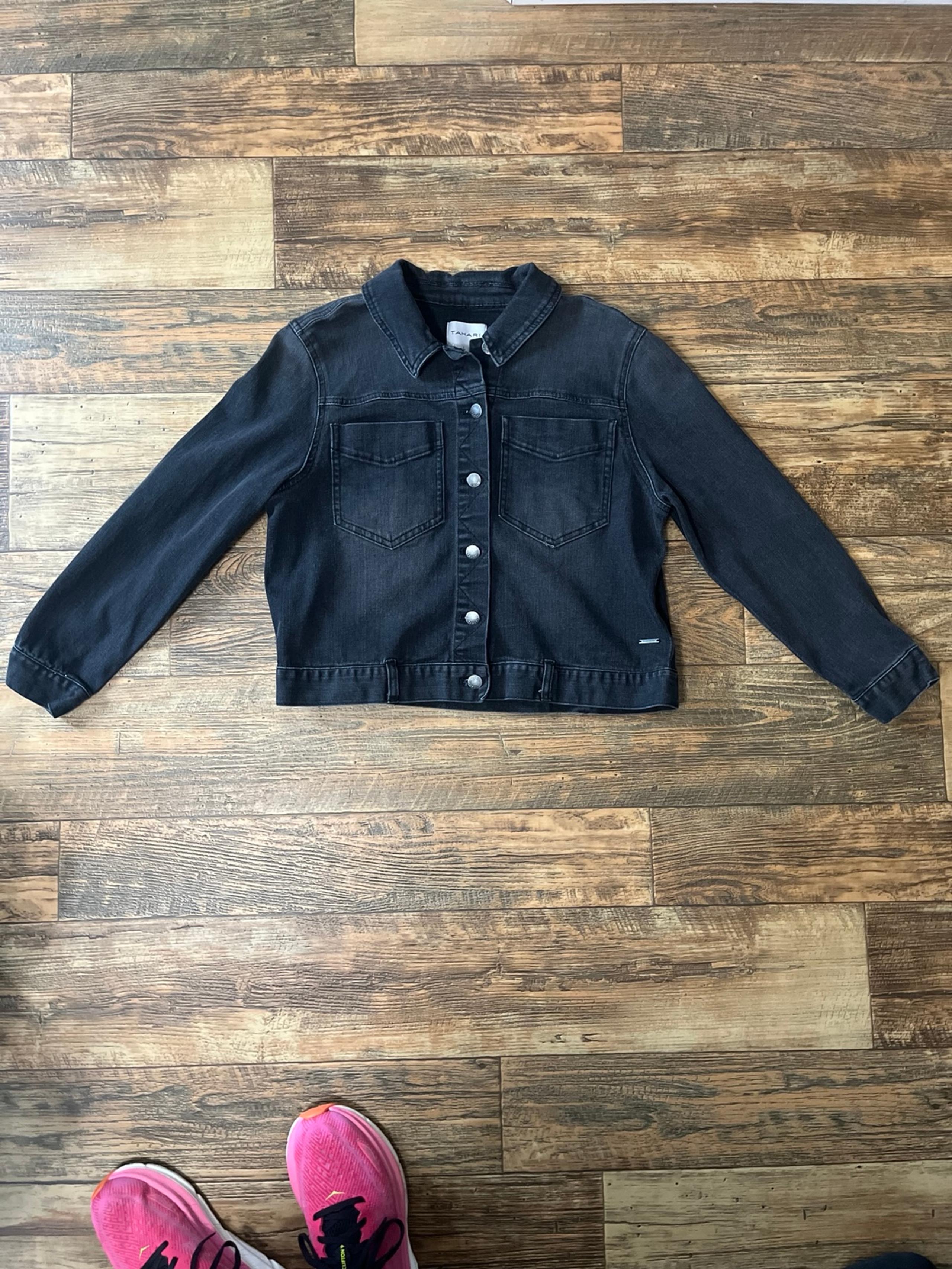 Tahari Black Cropped Jean Jacket