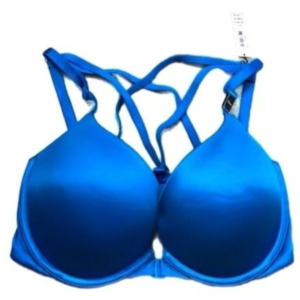 Victorias Secret Very Sexy Push Up Padded Strappy back Satiny Bra blue 32DD