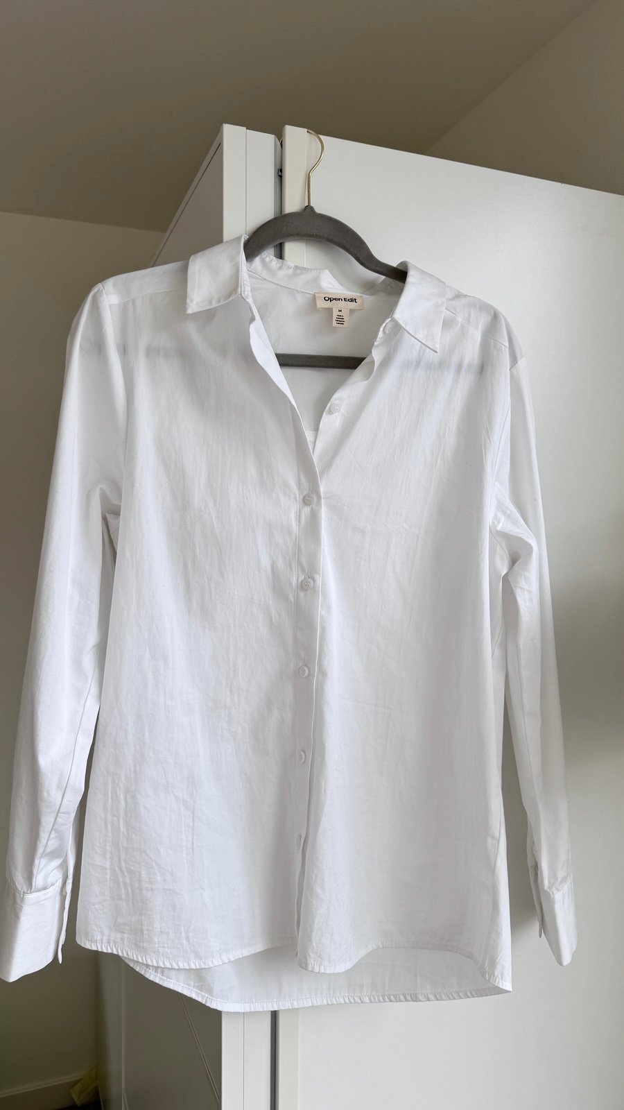 Open Edit Women's Organic Cotton Long Sleeve Shirt White S